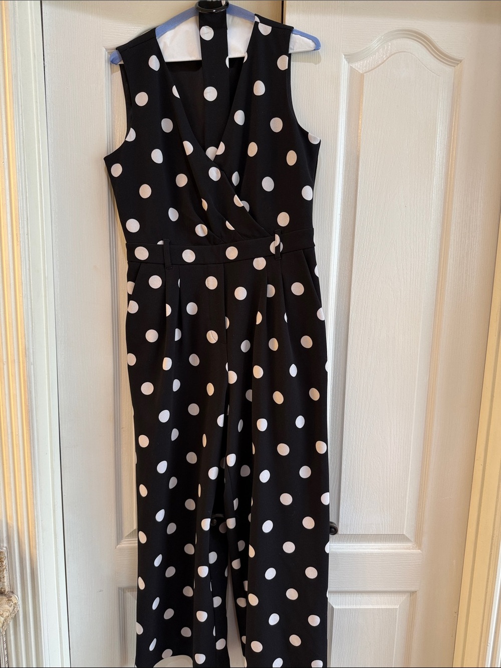 Karl Lagerfeld Black and White Polka Dot Sleeveless Jumpsuit